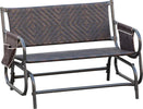 Panchina-a-Dondolo-da-Giardino-2-Posti-in-Rattan-e-Acciaio-con-Tasche-Laterali,-122x75x88cm-Marrone-e-Nero-867-076