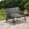 Panchina-a-Dondolo-da-Giardino-2-Posti-in-Rattan-e-Acciaio-con-Tasche-Laterali,-122x75x88cm-Marrone-e-Nero-867-076