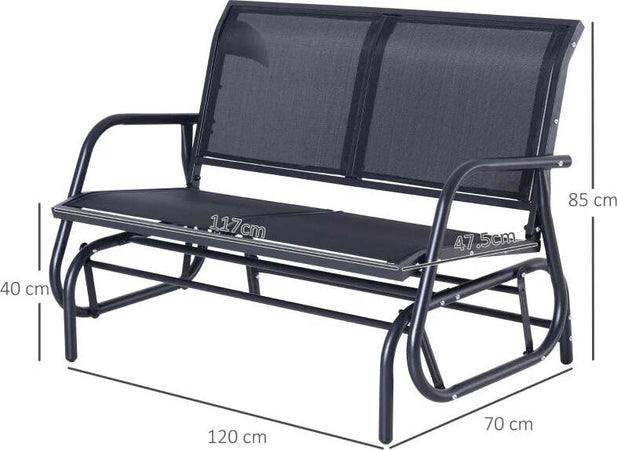 Panchina-a-Dondolo-da-Giardino-a-2-Posti-in-Metallo-e-Tessuto-a-Rete-Traspirante,-120x70x85cm,-Nero-01-0893