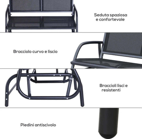 Panchina-a-Dondolo-da-Giardino-a-2-Posti-in-Metallo-e-Tessuto-a-Rete-Traspirante,-120x70x85cm,-Nero-01-0893