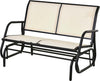 Panchina-a-Dondolo-da-Giardino-a-2-Posti-in-Metallo-e-Tessuto-Traspirante,-120x70x85cm,-Beige-84A-076CW