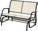 Panchina-a-Dondolo-da-Giardino-a-2-Posti-in-Metallo-e-Tessuto-Traspirante,-120x70x85cm,-Beige-84A-076CW