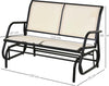 Panchina-a-Dondolo-da-Giardino-a-2-Posti-in-Metallo-e-Tessuto-Traspirante,-120x70x85cm,-Beige-84A-076CW