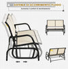 Panchina-a-Dondolo-da-Giardino-a-2-Posti-in-Metallo-e-Tessuto-Traspirante,-120x70x85cm,-Beige-84A-076CW