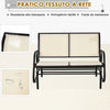 Panchina-a-Dondolo-da-Giardino-a-2-Posti-in-Metallo-e-Tessuto-Traspirante,-120x70x85cm,-Beige-84A-076CW