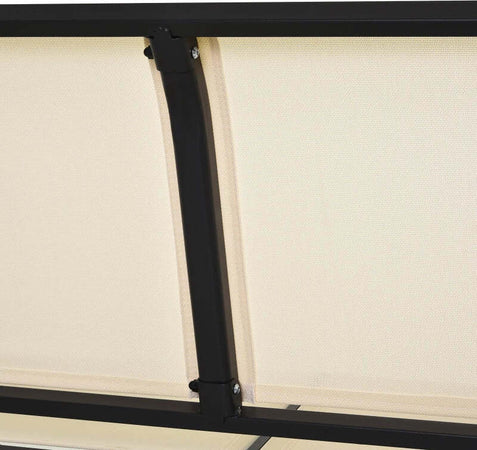 Panchina-a-Dondolo-da-Giardino-a-2-Posti-in-Metallo-e-Tessuto-Traspirante,-120x70x85cm,-Beige-84A-076CW