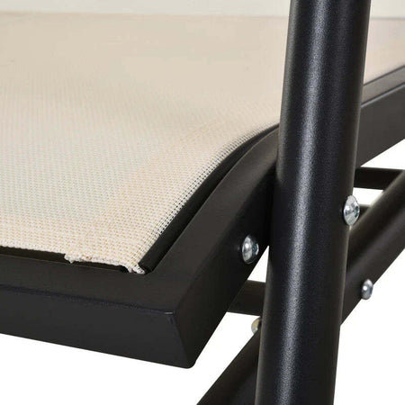Panchina-a-Dondolo-da-Giardino-a-2-Posti-in-Metallo-e-Tessuto-Traspirante,-120x70x85cm,-Beige-84A-076CW