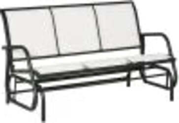 Panchina-a-Dondolo-da-Giardino-a-3-Posti-in-Metallo-e-Tessuto-a-Rete-Traspirante,-147x75x85cm,-Beige-84B-531CW