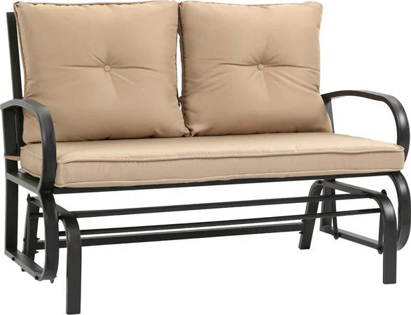Panchina-a-Dondolo-da-Giardino-per-2-Persone-con-Cuscini-per-Seduta-e-Schienale,-122x70x87cm,-Khaki-84B-840