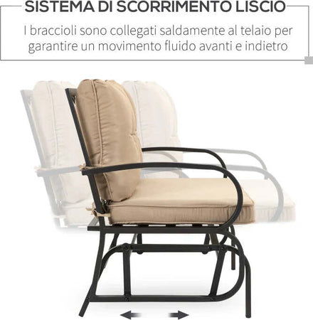 Panchina-a-Dondolo-da-Giardino-per-2-Persone-con-Cuscini-per-Seduta-e-Schienale,-122x70x87cm,-Khaki-84B-840