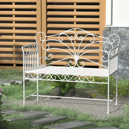 Panchina-da-Esterno-a-2-Posti-,-Panchina-Biposto-da-Giardino-Stile-Romantico-Ferro-113.5-x-50-x-96cm-Bianco-84B-077