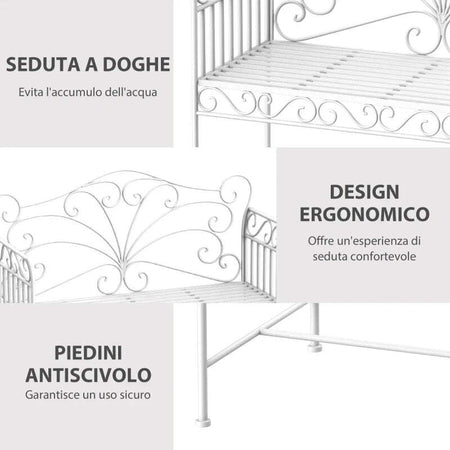 Panchina-da-Esterno-a-2-Posti-,-Panchina-Biposto-da-Giardino-Stile-Romantico-Ferro-113.5-x-50-x-96cm-Bianco-84B-077