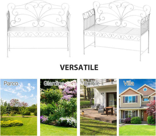 Panchina-da-Esterno-a-2-Posti-,-Panchina-Biposto-da-Giardino-Stile-Romantico-Ferro-113.5-x-50-x-96cm-Bianco-84B-077
