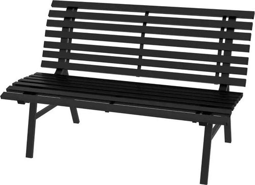 Panchina-da-Esterno-in-Alluminio-a-2-Posti-a-Doghe,-123x67x79cm,-Nero-84G-206V00BK