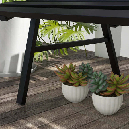 Panchina-da-Esterno-in-Alluminio-a-2-Posti-a-Doghe,-123x67x79cm,-Nero-84G-206V00BK