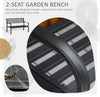 Panchina-da-Esterno-in-Metallo-Impermeabile-Nero,-Panca-da-Giardino-a-due-Posti,-127-x-62-x-82cm---Max-240kg--84B-010