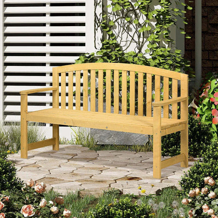 Panchina-da-Giardino-2-Posti-con-Seduta-e-Schienale-a-Doghe,-in-Legno-di-Abete,-143x51x85-cm-84B-634V00OG