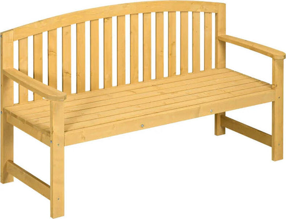 Panchina-da-Giardino-2-Posti-con-Seduta-e-Schienale-a-Doghe,-in-Legno-di-Abete,-143x51x85-cm-84B-634V00OG