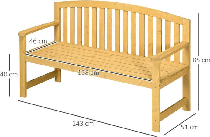 Panchina-da-Giardino-2-Posti-con-Seduta-e-Schienale-a-Doghe,-in-Legno-di-Abete,-143x51x85-cm-84B-634V00OG