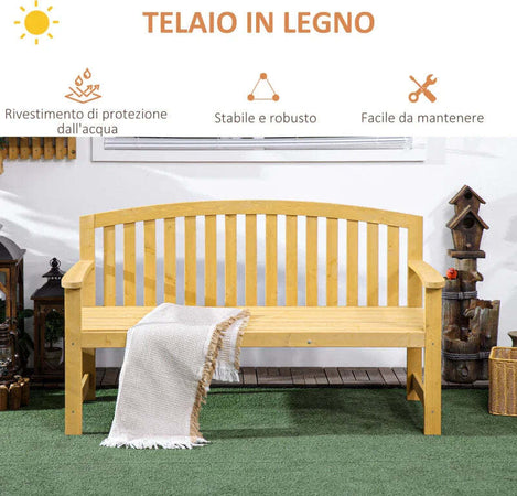 Panchina-da-Giardino-2-Posti-con-Seduta-e-Schienale-a-Doghe,-in-Legno-di-Abete,-143x51x85-cm-84B-634V00OG