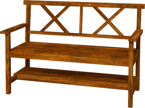 Panchina-da-Giardino-2-Posti-in-Legno-con-Ripiano-e-Braccioli,-125x58x88cm,-Legno-84G-429V00TN