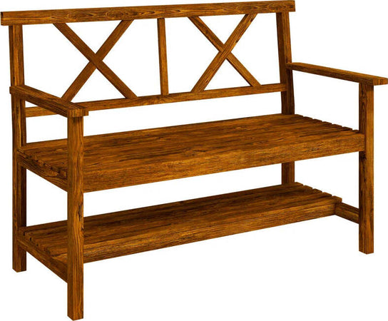 Panchina-da-Giardino-2-Posti-in-Legno-con-Ripiano-e-Braccioli,-125x58x88cm,-Legno-84G-429V00TN