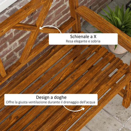 Panchina-da-Giardino-2-Posti-in-Legno-con-Ripiano-e-Braccioli,-125x58x88cm,-Legno-84G-429V00TN