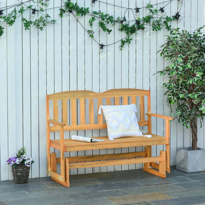 Panchina-da-Giardino-a-Dondolo-da-2-Posti-con-Braccioli-in-Legno-di-Abete,-132x51x95.5cm,-Colore-Legno-84B-529