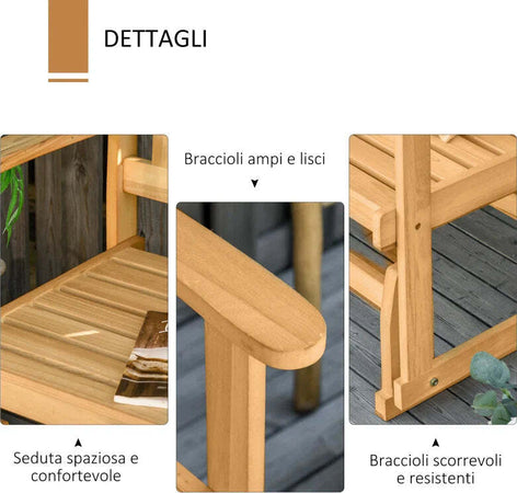 Panchina-da-Giardino-a-Dondolo-da-2-Posti-con-Braccioli-in-Legno-di-Abete,-132x51x95.5cm,-Colore-Legno-84B-529