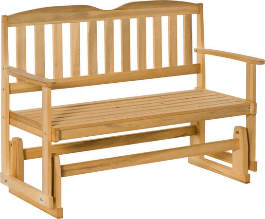 Panchina-da-Giardino-a-Dondolo-da-2-Posti-con-Braccioli-in-Legno-di-Abete,-132x51x95.5cm,-Colore-Legno-84B-529