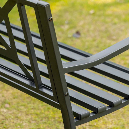 Panchina-da-Giardino-in-Acciaio-a-2-Posti-con-Schienale-Alto-e-Braccioli,-128x62.5x81.5-cm,-Nero-84B-749V01