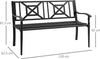Panchina-da-Giardino-in-Acciaio-a-2-Posti-con-Schienale-Alto-e-Braccioli,-128x62.5x81.5-cm,-Nero-84B-749V01
