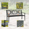 Panchina-da-Giardino-in-Acciaio-a-2-Posti-con-Schienale-Alto-e-Braccioli,-128x62.5x81.5-cm,-Nero-84B-749V01