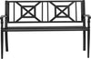 Panchina-da-Giardino-in-Acciaio-a-2-Posti-con-Schienale-Alto-e-Braccioli,-128x62.5x81.5-cm,-Nero-84B-749V01