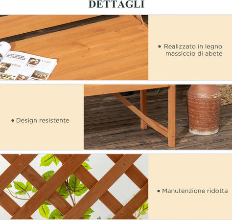 Panchina-da-Giardino-in-Legno-di-Abete-con-Arco-Decorativo-per-Piante-e-Vasi,-160x50x198-cm,-Marrone-84G-002V00BN