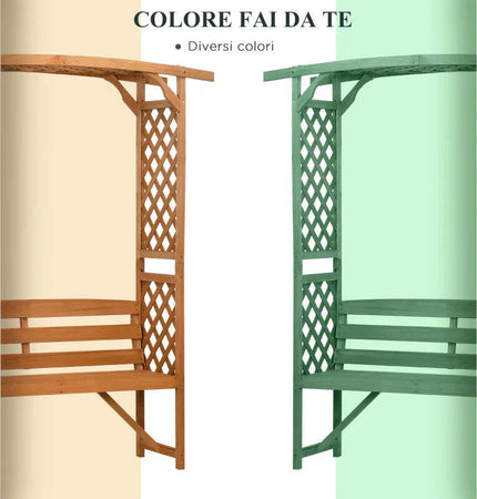 Panchina-da-Giardino-in-Legno-di-Abete-con-Arco-Decorativo-per-Piante-e-Vasi,-160x50x198-cm,-Marrone-84G-002V00BN