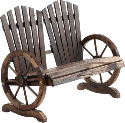 Panchina-da-Giardino-in-Legno-Stile-Country-con-Braccioli-a-Ruota,-108x66x95cm,-Colore-Legno-84B-406