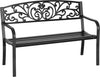 Panchina-da-Giardino-in-Metallo-con-Schienale-Decorato,-127x60x87cm---Nero-840-036