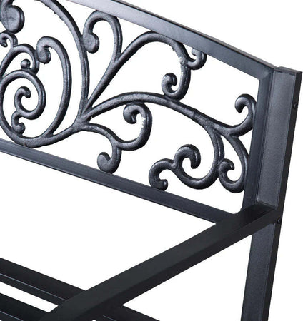 Panchina-da-Giardino-in-Metallo-con-Schienale-Decorato,-127x60x87cm---Nero-840-036
