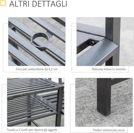 Panchina-da-Giardino-Moderna-2-Posti-con-Tavolino-e-Foro-per-Ombrellone-Arredamento-da-Esterno-165x56x85.5cm-Nero-84B-533