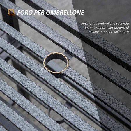 Panchina-da-Giardino-Moderna-2-Posti-con-Tavolino-e-Foro-per-Ombrellone-Arredamento-da-Esterno-165x56x85.5cm-Nero-84B-533