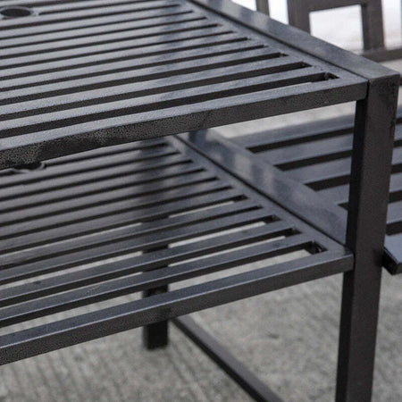 Panchina-da-Giardino-Moderna-2-Posti-con-Tavolino-e-Foro-per-Ombrellone-Arredamento-da-Esterno-165x56x85.5cm-Nero-84B-533