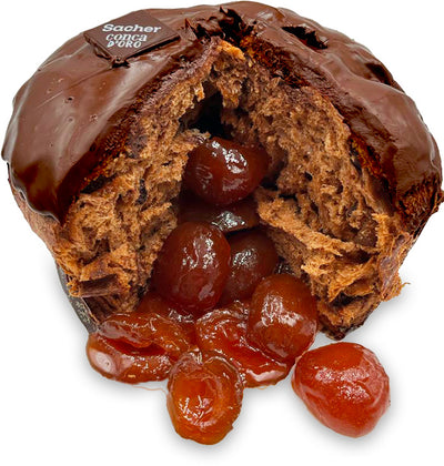 Pandoro Artigianale Pancòdoro Sacher Dolce Viennese Con Ganache Di Cioccolato Guanaya 70% E Albicocche Pellecchiella