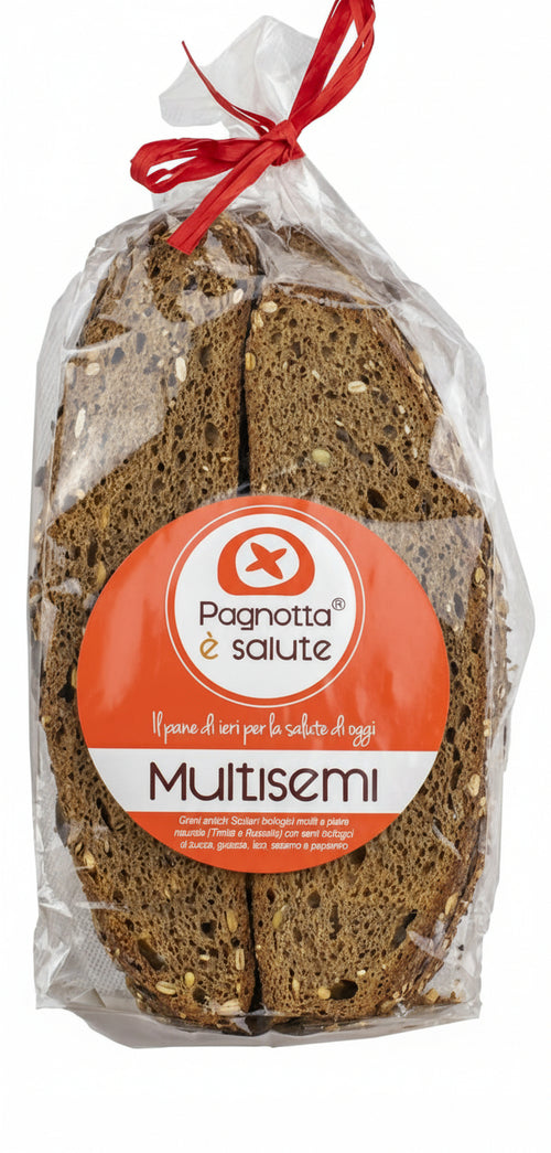 Pane a Fette Tostate Multisemi Pane Biologico Integrale Di Grani Antichi Siciliani Bio Con Semi Biologici Di Zucca, Girasole, Lino, Sesamo E Papavero Filone a Fette Alimentari e cura della casa/Preparati da cucina e da forno/Preparati per prodotti da forno/Pane Pagnotta è Salute - Milazzo, Commerciovirtuoso.it