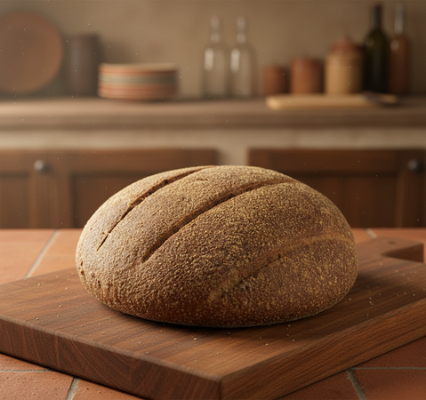 Pane Integrale Alto Contenuto Di Fibre Pagnotta Di Grani Antichi Siciliani Moliti A Pietra Naturale Pane A Lievitazione Naturale Con Lievito Madre Pagnotta E Salute