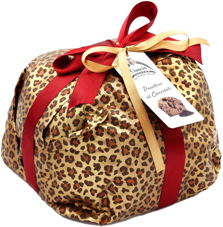 Panettone Al Cioccolato Fondente Artigianale Ripieno Con Cioccolato Al Latte Dolce Tipico Natalizio Sicilia 1.2 Kg La Bottega Reale