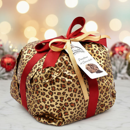 Panettone Al Cioccolato Fondente Artigianale Ripieno Con Cioccolato Al Latte Dolce Tipico Natalizio Sicilia 1.2 Kg La Bottega Reale