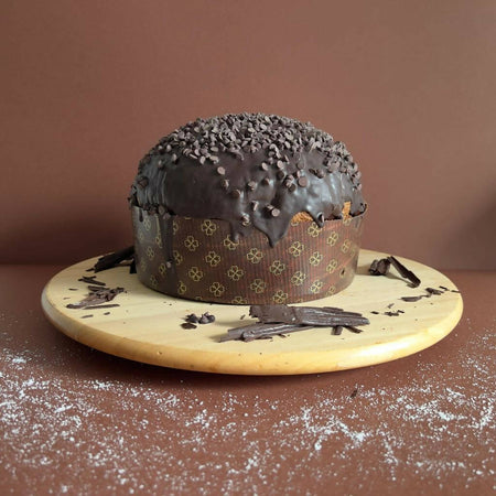 Panettone Al Cioccolato Fondente Artigianale Ripieno Con Cioccolato Al Latte Dolce Tipico Natalizio Sicilia 1.2 Kg La Bottega Reale