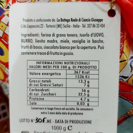 Panettone Artigianale Ai Frutti Di Bosco 1.2 Kg Panettone Made In Italy 100% Sicilia La Bottega Reale