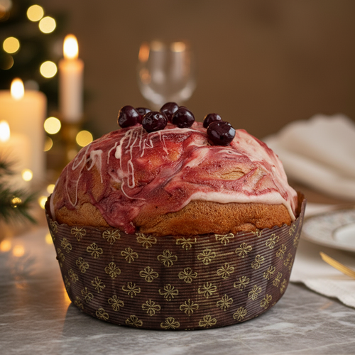Panettone artigianale Amarena con Amarene intere e sciroppo di governo glassa cioccolato bianco dolce tipico natalizio panettoni 1.2 kg La Bottega Reale